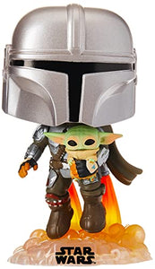 Funko Pop! Star Wars: The Mandalorian - Mandalorian Flying with The Child Grey