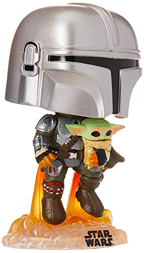 Funko Pop! Star Wars: The Mandalorian - Mandalorian Flying with The Child Grey