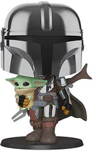 Load image into Gallery viewer, Pop! Star Wars: The Mandalorian - 10 Inch Chrome Mandalorian with The Child Vinyl Action Figure