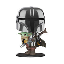 Load image into Gallery viewer, Pop! Star Wars: The Mandalorian - 10 Inch Chrome Mandalorian with The Child Vinyl Action Figure